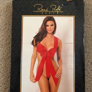 Rene Rofe Sexy Unwrap Me Satin Bow Teddy S/M